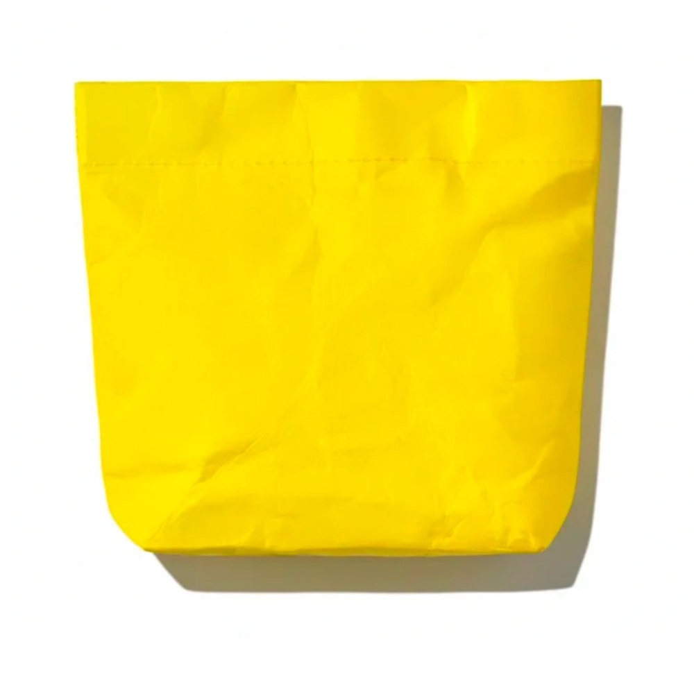 🆓🌟FREE W/$25 BUNDLE🌟🆓 SUPERGOOP Yellow Faux Paperbag Cosmetic Bag
